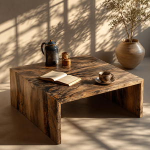 Mesa de Centro de Madera Maciza Reciclada Ecológica con Diseño de Cascada, Pieza Central de Lujo Hecha a Mano para Muebles de Hogar Modernos - Product Image 2