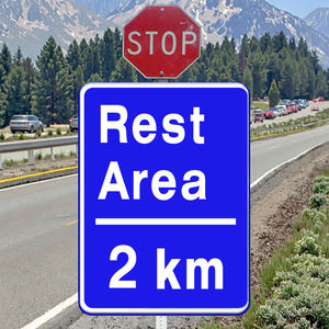 Özel Model yol işareti dinlenme kalınlaşmış alüminyum yansıtıcı işareti plaka ile ok emniyet uyarı trafik işareti - Product Image 3