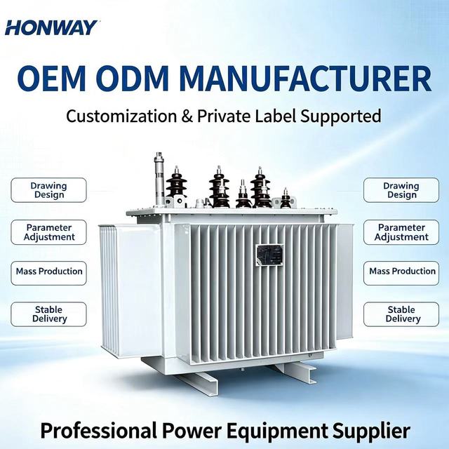 Hongwei Oil-Immersed Three-Phase MV/HV Transformer 25kVA-2500kVA Factory Price High Voltage 10kV Input 400V Output