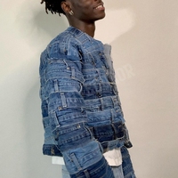 YSJY Fabrication OEM Streetwear Designer personnalisé Mode urbaine Veste en jean bleu patchwork pour hommes