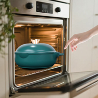 Batterie de cuisine multifonctionnelle 6 pièces Batterie de cuisine en alliage d'aluminium moulé vert avec poignée détachable longue/courte