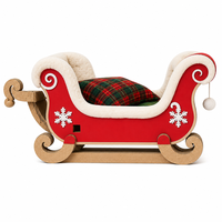 Lit pour chat en carton ondulé, forme de traîneau du Père Noël, griffoir en forme de traîneau, lit traîneau de 54 cm avec coussin