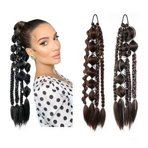 All'ingrosso ad alta temperatura marrone sintetico di boxe africano Bubble Twist Pony intrecciare i <span class=keywords><strong>capelli</strong></span> <span class=keywords><strong>con</strong></span> accessori di perle - Product Image 1