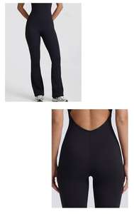 Mono de yoga sin mangas con espalda cruzada y cuello en V, de pierna acampanada, de tela elástica transpirable, para uso diario y yoga, OEM ODM - Product Image 6