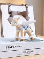 Llavero de Peluche de Pegaso Negro Suave con Alas Doradas de Lujo para Colgante de Bolso de Boutique o Regalo