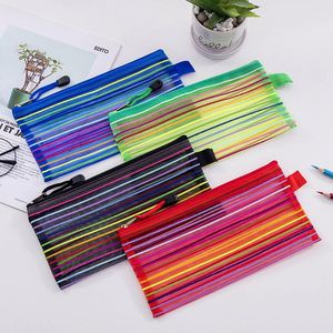 A6 Size Colorful <b>Nylon</b> Document <b>Bag</b> Transparent Mesh Zipper Pouch Pencil Storage Organizer File <b>Bags</b> Filing Products with Zipper - Product Image 2