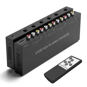 4 * AV RCA Composite Analog Audio Video to HDMI Converter Adapter Switcher Support 1080P@60Hz