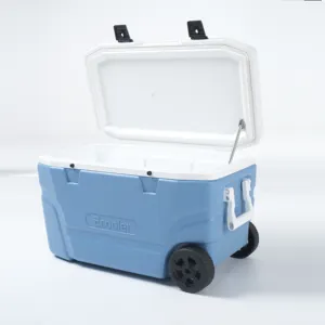 65L/68QT轮式冷却器箱野营塑料冰柜钓鱼冰盒隔热食品储物盒