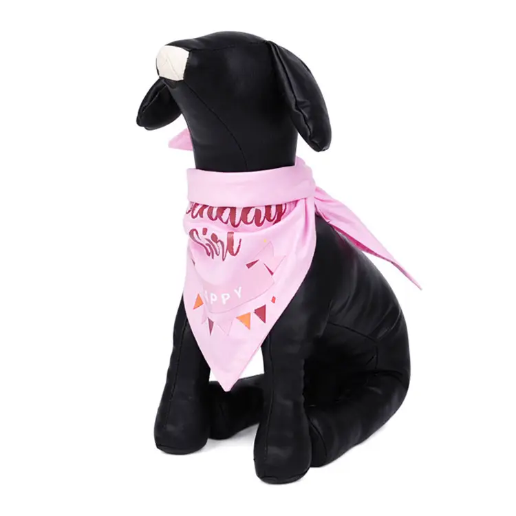 Nuevo dulce impreso lindo Feliz cumpleaños mascota gato y perro collar Bandana rosa