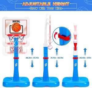 Juego de Baloncesto 3 en 1 para Niños, Interior/Exterior, Altura Ajustable, Balón T para Niños Pequeños con Juguetes de Plástico, Regalos Deportivos para Niños - Product Image 3