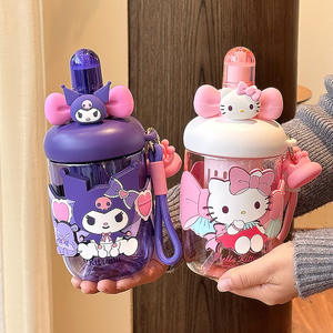 Botella de agua para niños Sanrio Cinnamoroll y My Melody de 500 ml con pajita, taza portátil para beber en la escuela y para uso al aire libre. - Product Image 2
