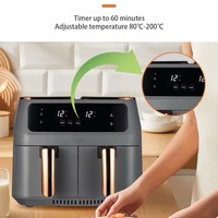 Oven Penggorengan Udara Terlaris Peralatan Dapur Baru Dua Zona Ganda 2 Keranjang Uap Kapasitas Besar Layar Sentuh