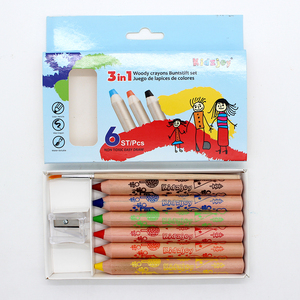 3 IN 1 crayon en bois jumbo crayon de couleur boisé polyvalent soluble dans l'eau aquarelle pastel <span class=keywords><strong>crayons</strong></span> de cire - Product Image 4