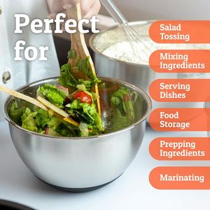 Ensemble de 5 bols en acier inoxydable personnalisés pour la vente en gros, avec râpe, pour salades et préparations culinaires - Product Image 6