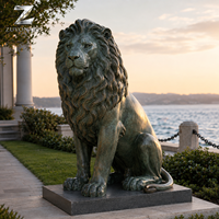 Grande statue de lion en bronze sur mesure, sculpture animale, patine antique, pour entrée de manoir, jardin, parc, décoration extérieure, art décoratif