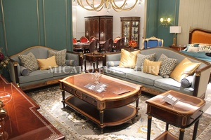 Sofa Gỗ Nguyên Khối Trang Trí Bằng Đồng Thau Trang Trí Bằng Da Nubuck Cổ Điển Kiểu Ý Sang Trọng - Product Image 2