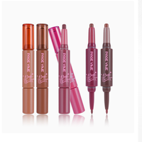 Vente en gros de rouge à lèvres mat imperméable longue durée 2 en 1, crayon à lèvres, stylo à lèvres