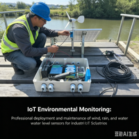 Kit Stasiun Pemantau Cuaca IoT 4G, Perekam Data Nirkabel Industri, Sensor Kecepatan Angin, Curah Hujan, dan Level Air