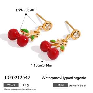 Ensemble de bijoux Songfu à <span class=keywords><strong>la</strong></span> mode chaîne en or Multi Fruits breloques cerises fraise collier Bracelet boucles d'oreilles ensembles - Product Image 5
