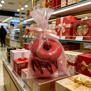 Ensemble de desserts au chocolat en forme de donut en plastique de 4 pouces, fraises, 2 pièces, nœud papillon, cadeau mignon, confiture, friandises sucrées, décoration, écologique - Product Image 6