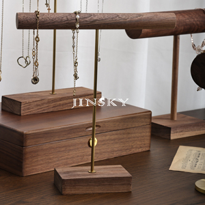 Jinsky Trong Kho Gỗ Tự Nhiên T-Bar Tùy Chỉnh Gỗ Óc Chó Vòng Tay Vòng Cổ Áo Len Chuỗi Chuỗi Ngọc Trang Sức Đạo Cụ Hiển Thị Giá - Product Image 4