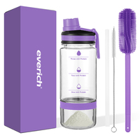 Bouteille shaker à protéines en acier inoxydable, bouteille d'eau isotherme sous vide avec compartiment de rangement