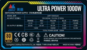 Fuente de Alimentación Modular para PC ATX3.1 con PCIE5.1 para Juegos, Fuente de Alimentación para Ordenador ATX de 1000W 80 <span class=keywords><strong>Gold</strong></span> - Product Image 5
