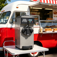 Machine à glace molle commerciale grise avec réservoir de mélange de 2,5 L, compatible avec diverses saveurs de crème glacée molle, facile à utiliser.