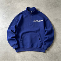 AMCLEVER Vente en gros Sweat-shirt demi-zip pour homme 230 g/m² épais, couleur unie, manches longues, pull décontracté, vêtements de sport pour la gym