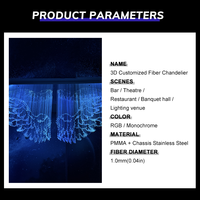 Lustre LED personnalisé en forme d'aile pour décoration intérieure unique, en fibre optique PMMA, pour club, salle de banquet, avec télécommande