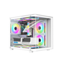 AntarcChill M-ATX Case Full View Seaview Hyperboloids Tempered Glass Side Panel Mini Computer Case 7 Fans Position