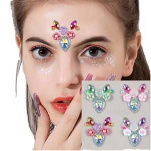 Rhinestone Face Gem Temporary <b>Tattoo</b> Sticker Rainbow Flower Body Art Festival Decor - Product Image 1