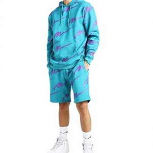 Custom Printed Men Tracksuit Set <b>Hoodie</b> With Shorts Lightweight Summer Sports Outfit For Gym <b>Workout</b> And Daily Wear - Product Image 1