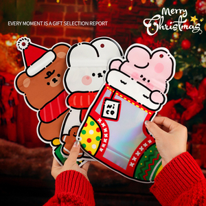 Tùy Chỉnh Tái Sử Dụng Xử Lý Treo Rõ Ràng Cửa Sổ Đứng lên Pouch <span class=keywords><strong>Zip</strong></span> Chết Cắt Hình Kẹo Mylar Giáng Sinh Quà Tặng Túi - Product Image 2