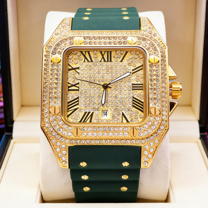Orologio di Lusso da Uomo con Cinturino in Silicone, Quadrante Romano con Diamanti, Stile Hip Hop Personalizzato di Alta Qualità - Product Image 1