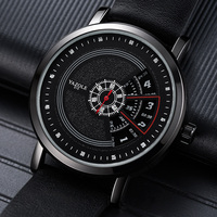Jam Tangan Quartz Pria YAZOLE 509 Grosir Fashion, Tali Kulit PU Warna Hitam, Tahan Air, Tersedia, Jam Tangan Sport