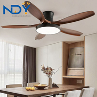 Bois massif 5 lames 42 pouces ventilateur de plafond moderne lumières télécommande ventilateur lampe LED lustre