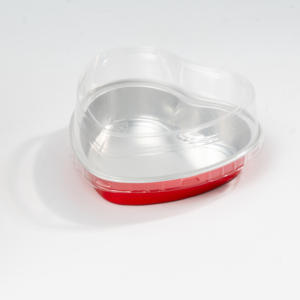 صينية ألمنيوم على شكل قلب سعة 255 مل مع أغطية، صينية كيك حمراء للاستخدام مرة واحدة وحاويات للخبز - Product Image 2