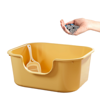 Toilette automatique pour chat extra large XXL, ronde, en plastique semi-fermée, anti-éclaboussures, bac à litière facile à nettoyer, en matériau PP