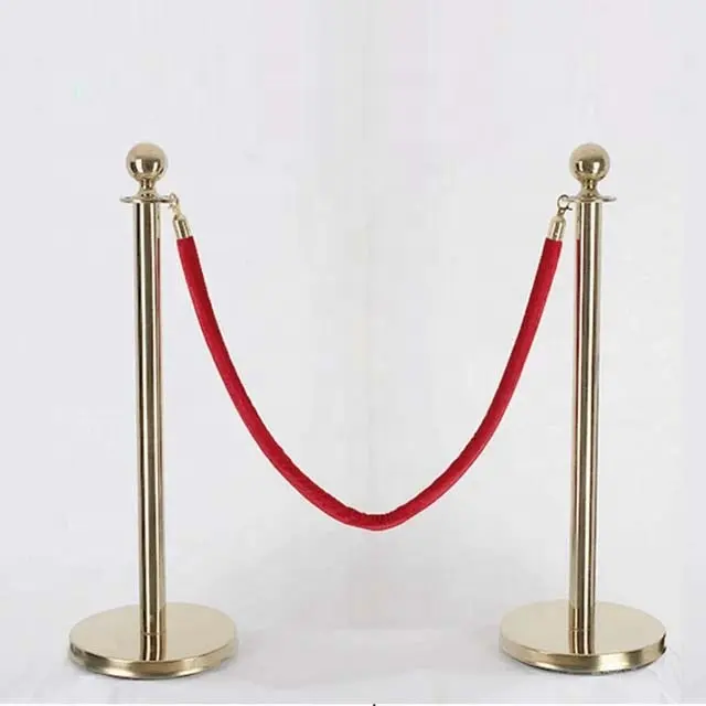 Velvet Rope Stanchion Gold Color Plated Post rope pole barrier crowd control barrier and rope