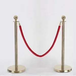 Fluwelen Touw Stanchion Goud Kleur Plated Post Touw Pole Barrière Crowd Control Barrière En Touw