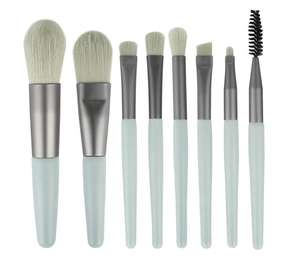 Mini juego de brochas de maquillaje Morandi portátil de 8 piezas, herramienta de belleza de cabello sintético suave para rostro para principiantes - Product Image 6