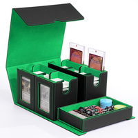 Boîte à cartes Juzi noire/verte, design breveté mondial, adaptée aux protège-cartes TCG Yugioh, cartes de sport de baseball