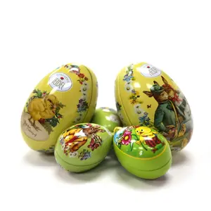 イースターのマーケティング活動のための食品包装のためのリボン付きカスタムデザインイースターブリキの卵
