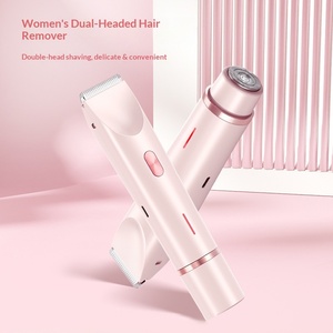 Rasoir électrique 2-en-1 à double tête détachable, sans douleur, utilisation humide et sèche, pour femme, tondeuse bikini et rasoir pour poils pubiens - Product Image 3