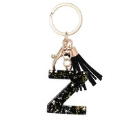 Aanpasbare DIY Epoxyhars sleutelhanger met gouden folie letter alfabet hanger, fruit rechthoek & kattenpatroon ketting, bulk verkrijgbaar