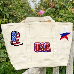 New Iron on Embroidery <b>Glitter</b> Edge USA Flag Star-Spangled Boots Patch for Clothes Hat Bag Decoration - Product Image 2