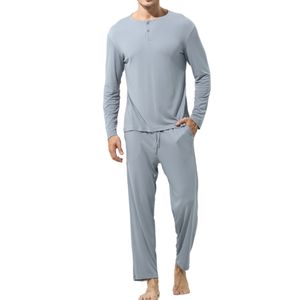 Pijamas de Algodón para Hombre al por Mayor, Ropa de Dormir Suave de Punto, Pijama Transpirable con Botones de Bambú para Hombre - Product Image 2
