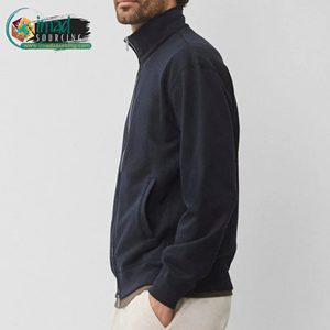 Veste de survêtement zippée en tissu éponge premium pour homme, manches longues, décontractée, sportive, confortable et légère - Product Image 3