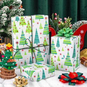 Yarcony Christmas <b>Wrapping</b> <b>Paper</b> Roll 17Inch X 33Feet Modern Green Tree Design Recyclable Gift Craft Use - Product Image 2